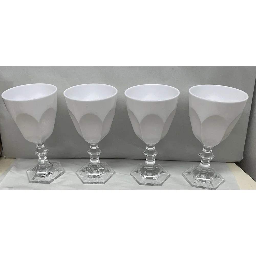 Mario Luca Giusti Dolce-Vita Water White Goblet Set of 4 in Acrylic Signed Read